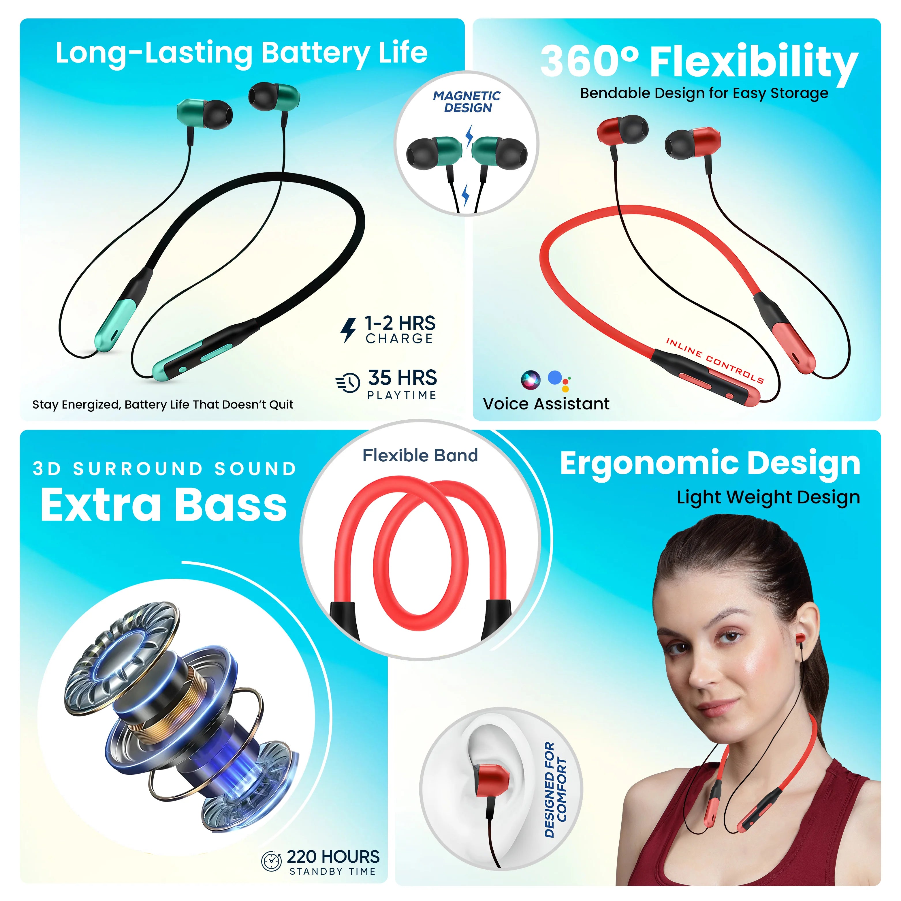 iCruze Jazz Wireless Neckband (Red)