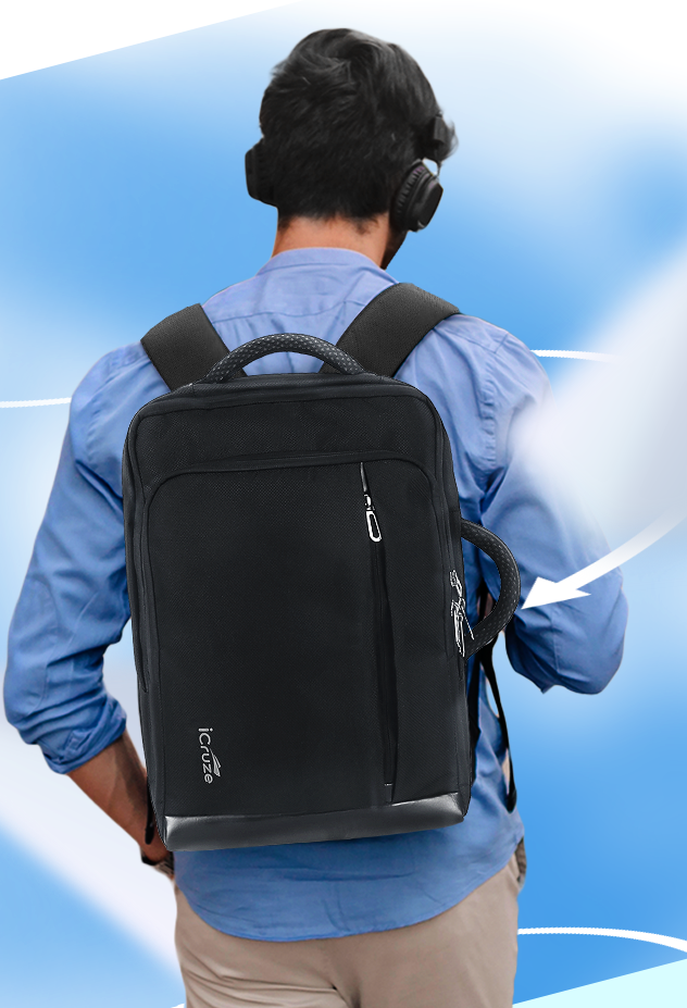 iCruze 2 in 1 Backpack 16 inch Convertible Laptop Bag Black