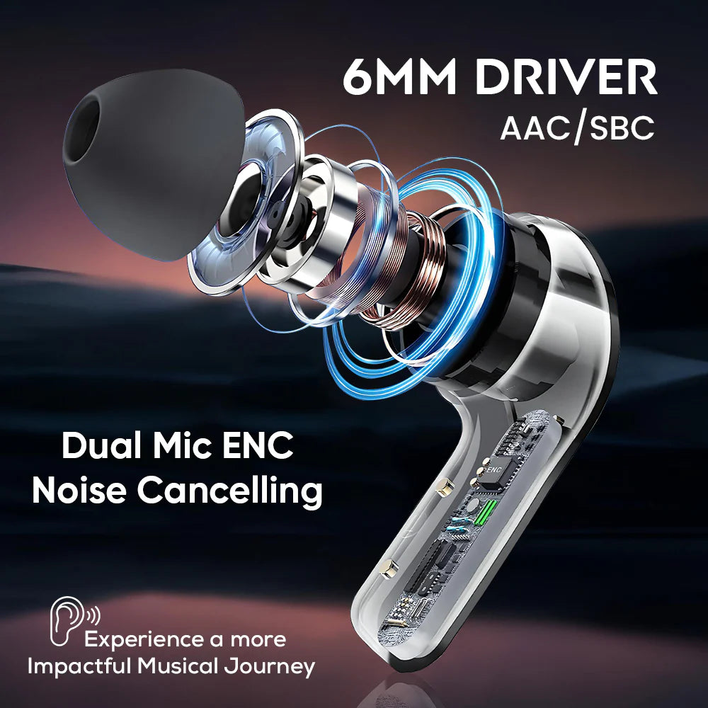 iCruze Maxpods TWS Earbuds Black - 6mm Drivers