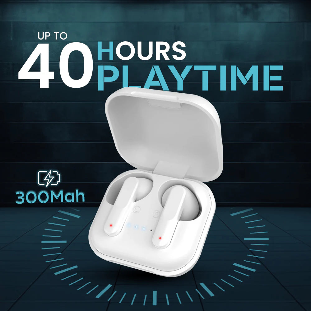iCruze Defender TWS Earbuds White - 40 Hours Playtime