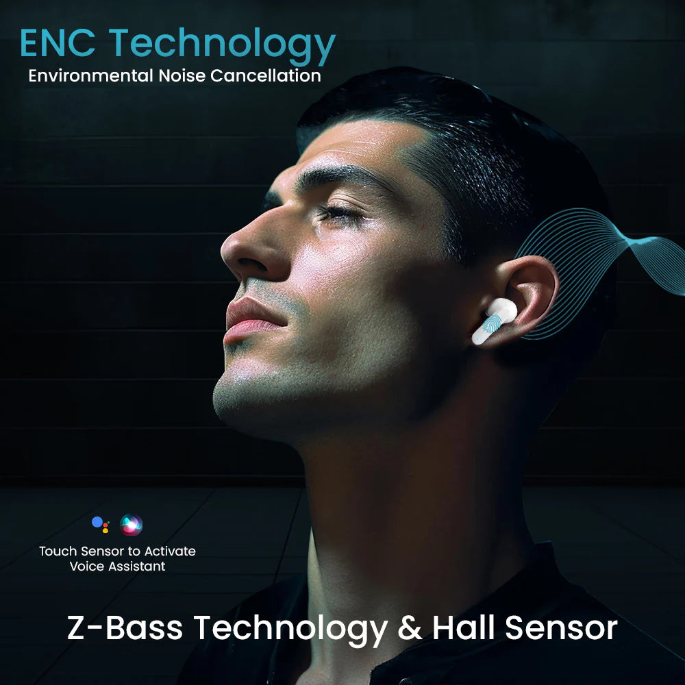 iCruze Defender TWS Earbuds White - ENC Technology