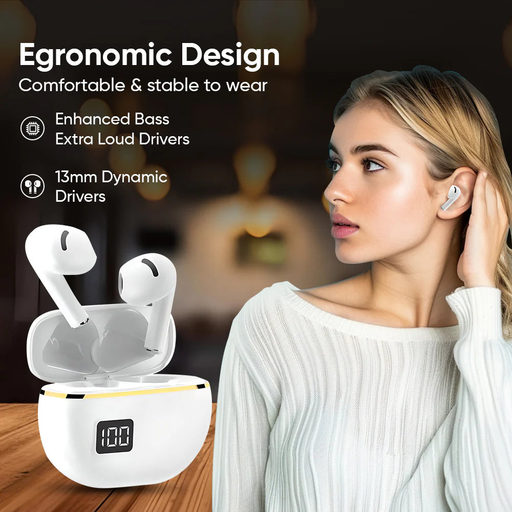 iCruze Glitz TWS Earbuds (White) - Comfortable & Stable Wear