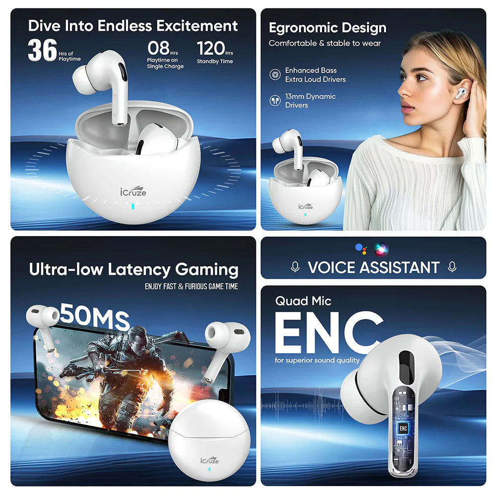 iCruze Halobuds TWS Earbuds - Features