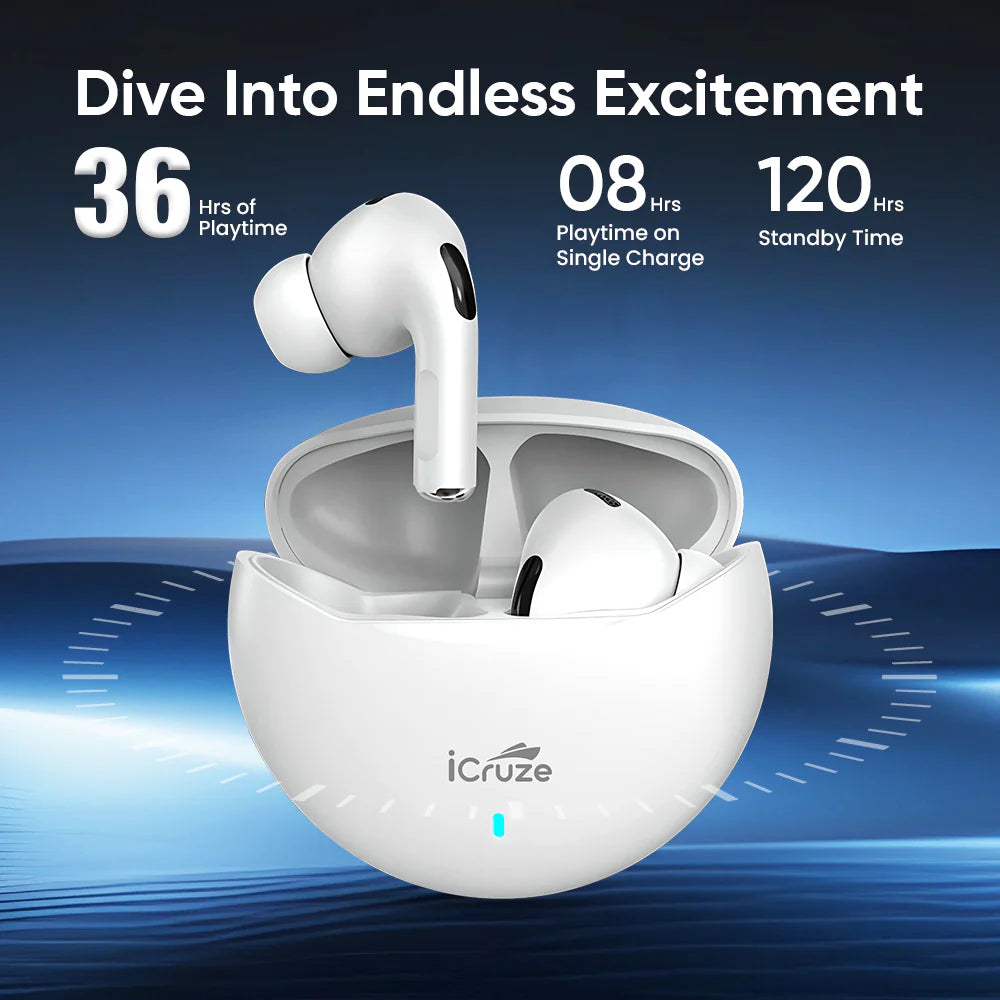 iCruze Halobuds TWS Earbuds - 36Hrs Playtime