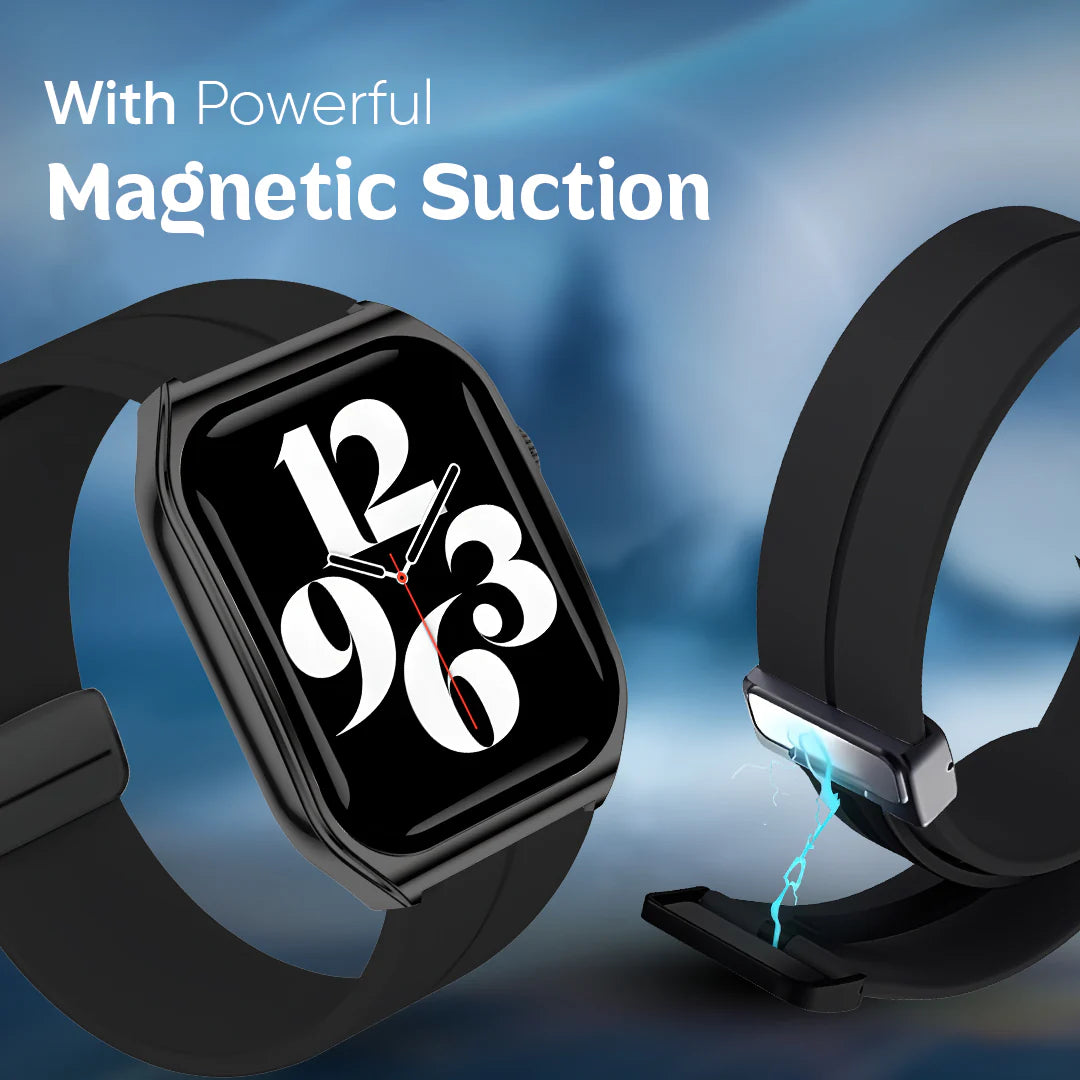 iCruze Pronto Flex Smart BT Calling Watch - Black Edition - Magnetic Suction