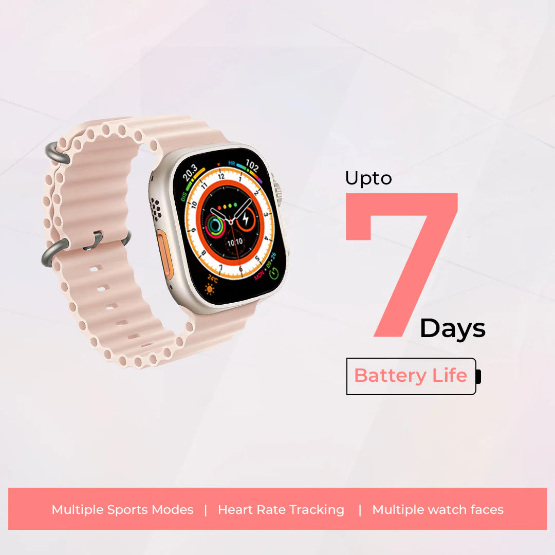 iCruze Pronto Max+ BT Calling Smart watch (Baby Pink) - 7 Days Battery Life