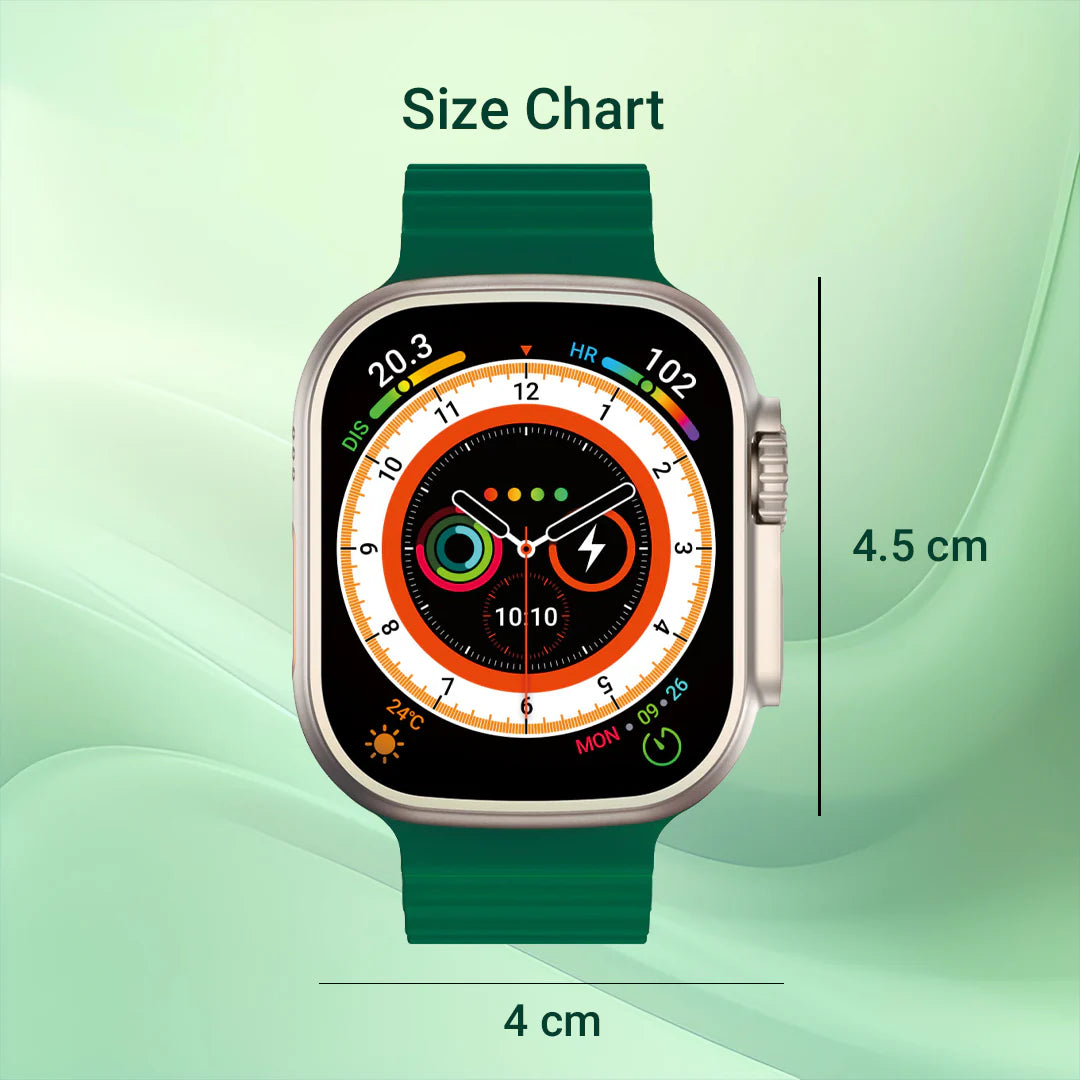 iCruze Pronto Max+ BT Calling Smart watch (Green) - Size Chart