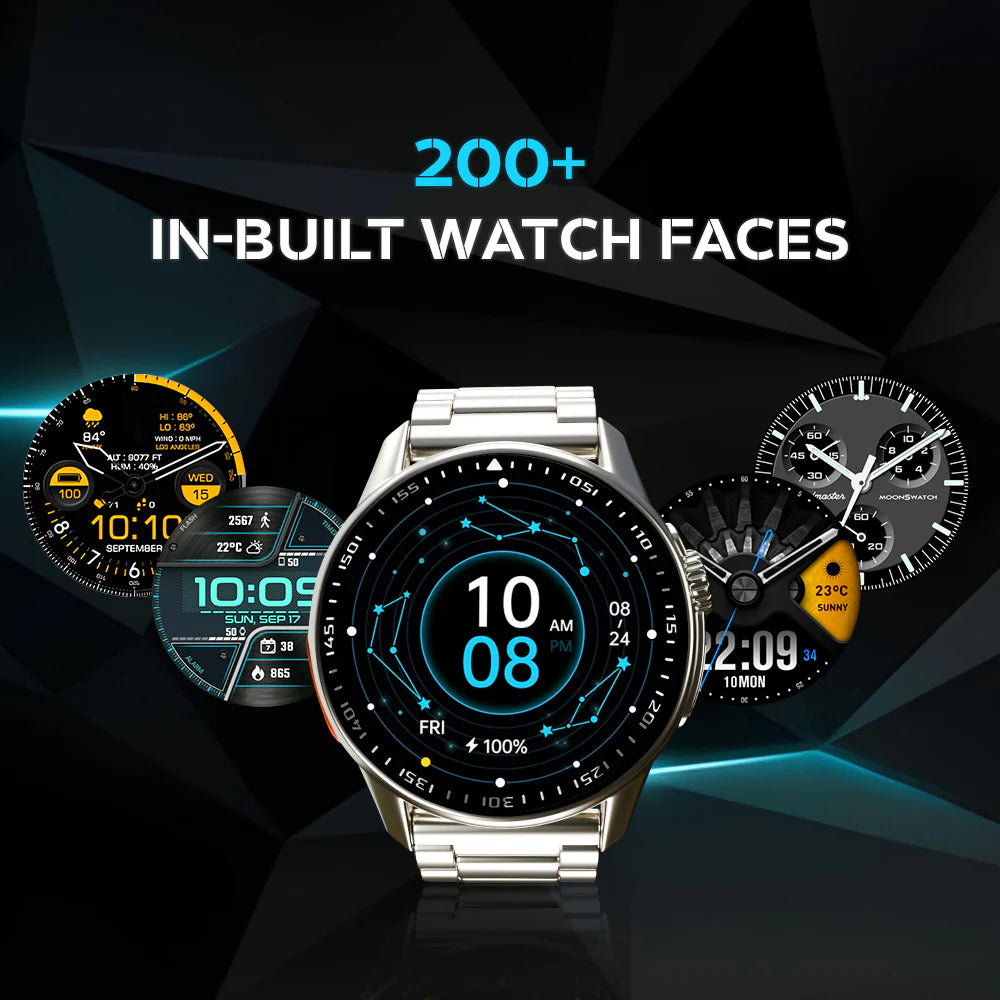 iCruze Pronto Vista Bluetooth Calling Watch with Stainless Steel Band - 200+ In-built Watch Faces
