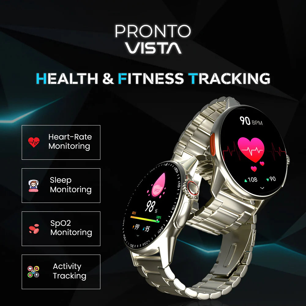 iCruze Pronto Vista Bluetooth Calling Watch with Stainless Steel Band - Health & Fitness Tracking