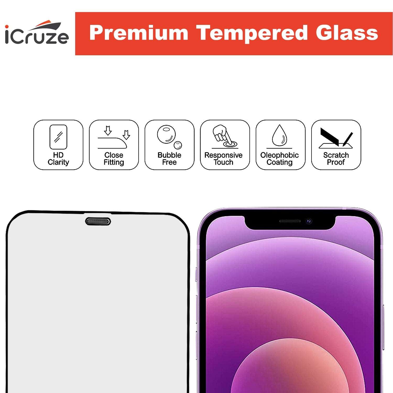 iCruze iPhone Tempered Glass for iPhone 12 Pro - iCruze