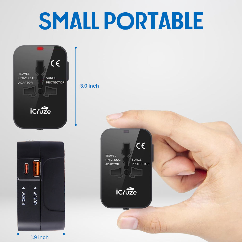 portable multidevice iCruze Globaplug Travel Adapter (Black)