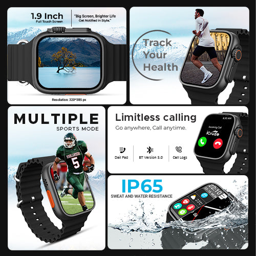 iCruze Pronto Max+ BT Calling Smartwatch Black Edition - iCruze