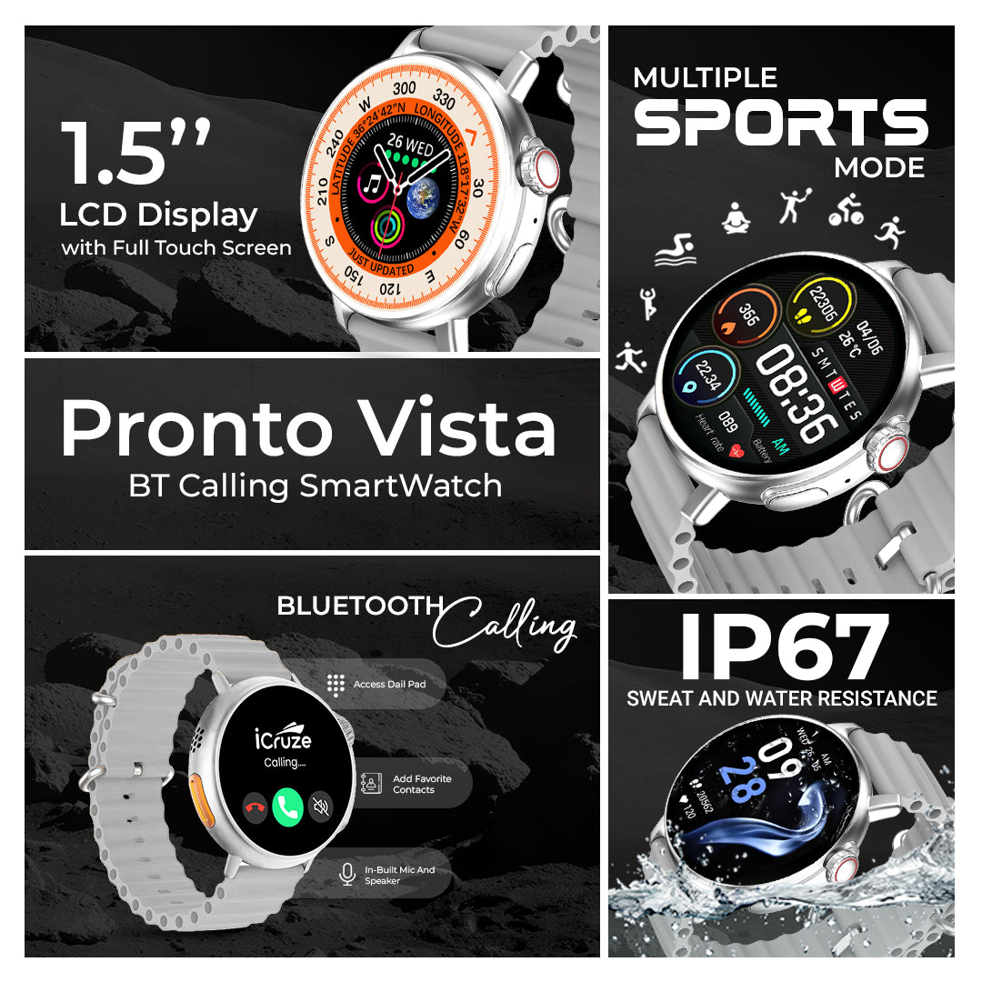 iCruze Pronto Vista BT Calling Smart watch  multi features