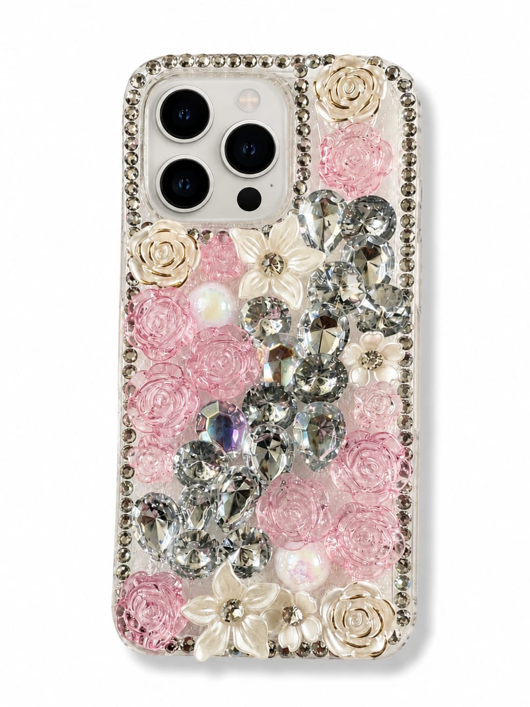 3D Rose Diamond Bling Case for iPhone 16 Pro
