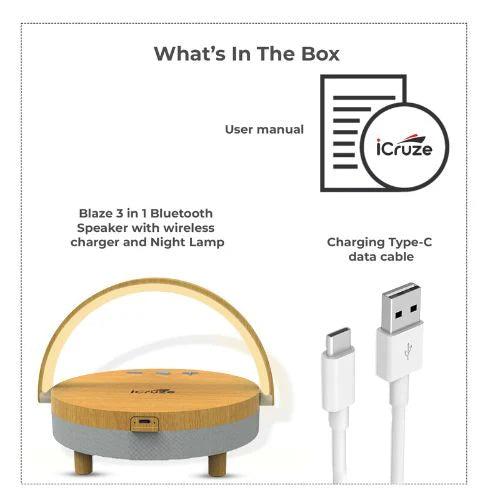 iCruze Blaze 3 in 1 Bluetooth Speaker with wireless charger and Night Lamp - User Manual