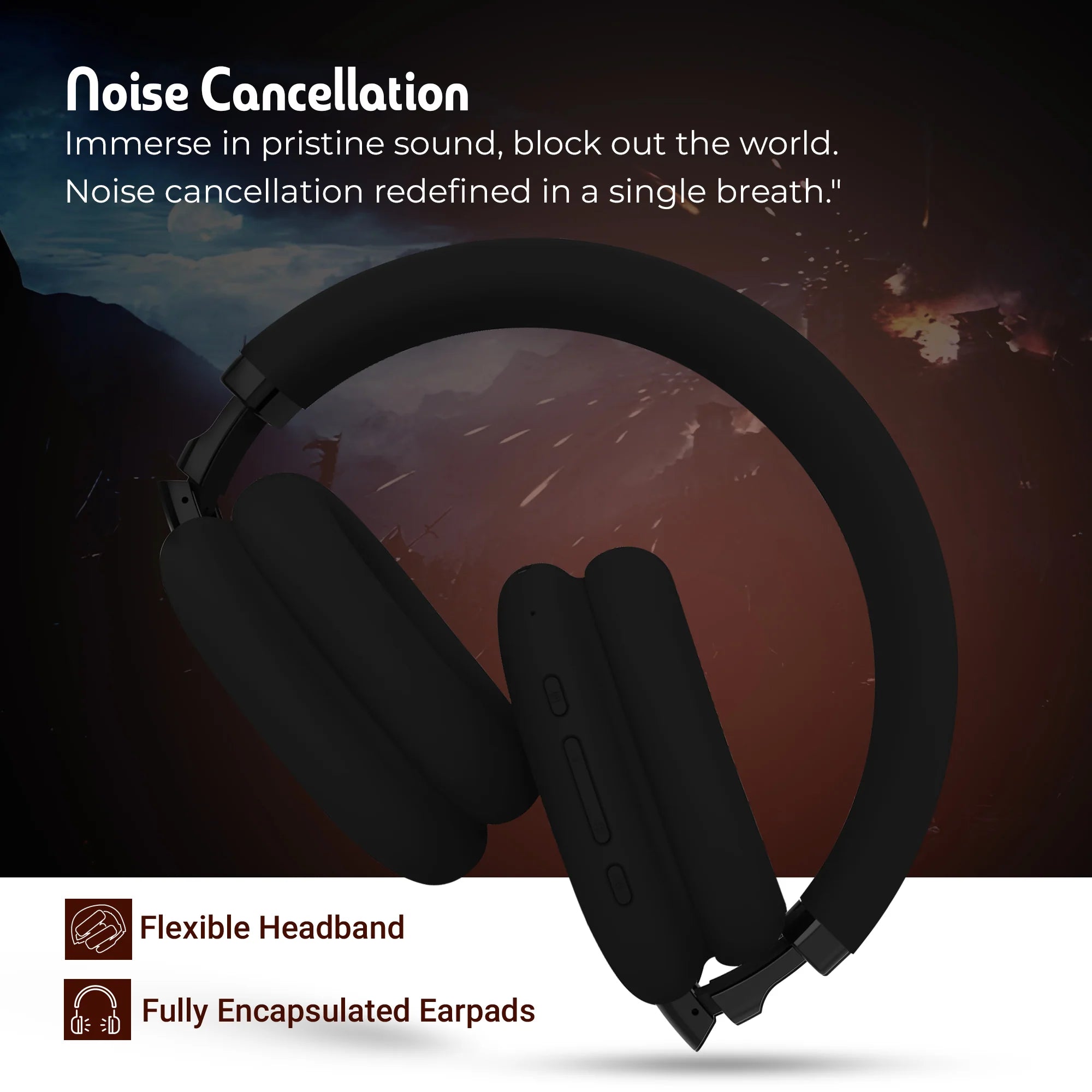 iCruze Comfy Wireless Headphone (Black) - Noise cancellation