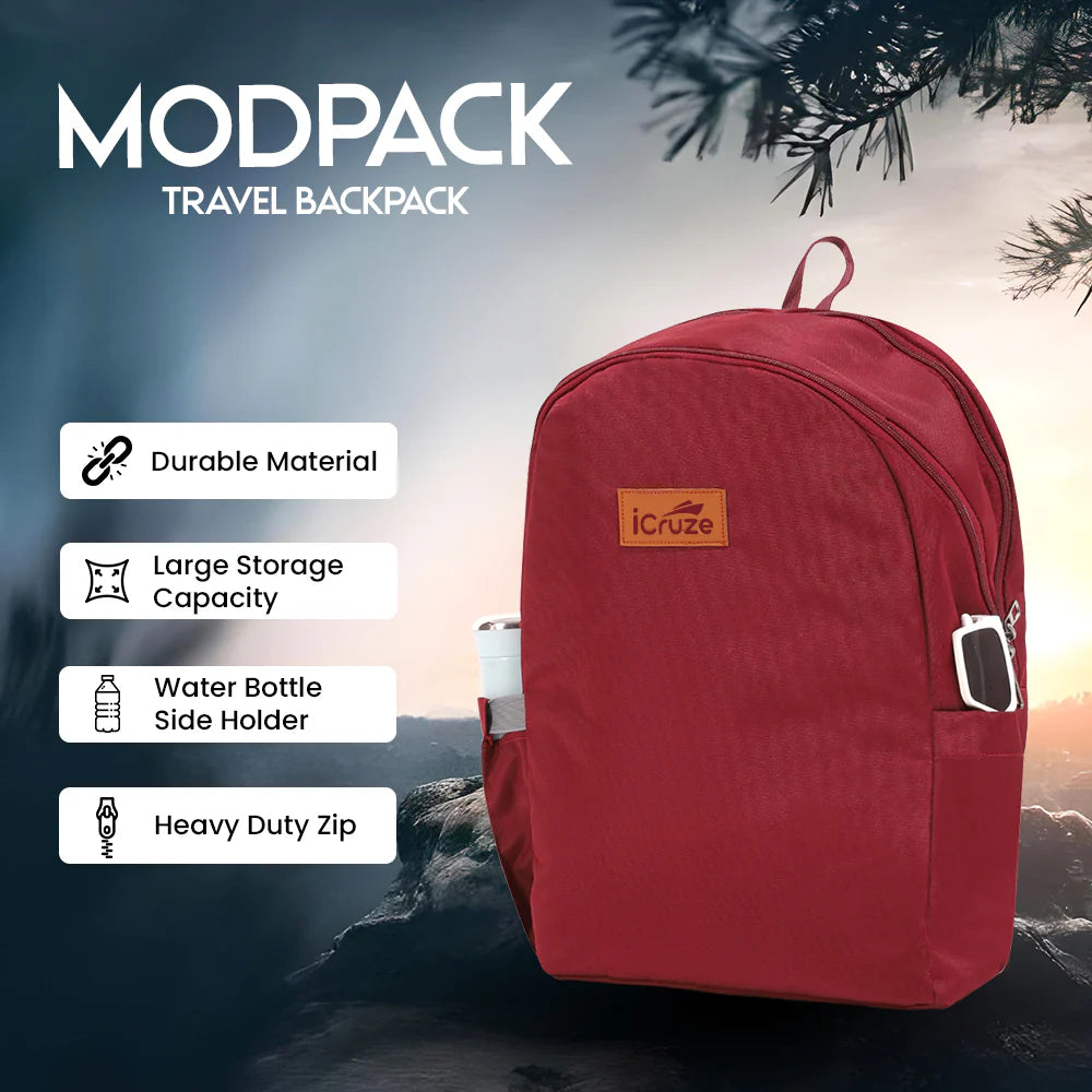 iCruze Modpack Travel Backpack (Russet Red) - Durable Material