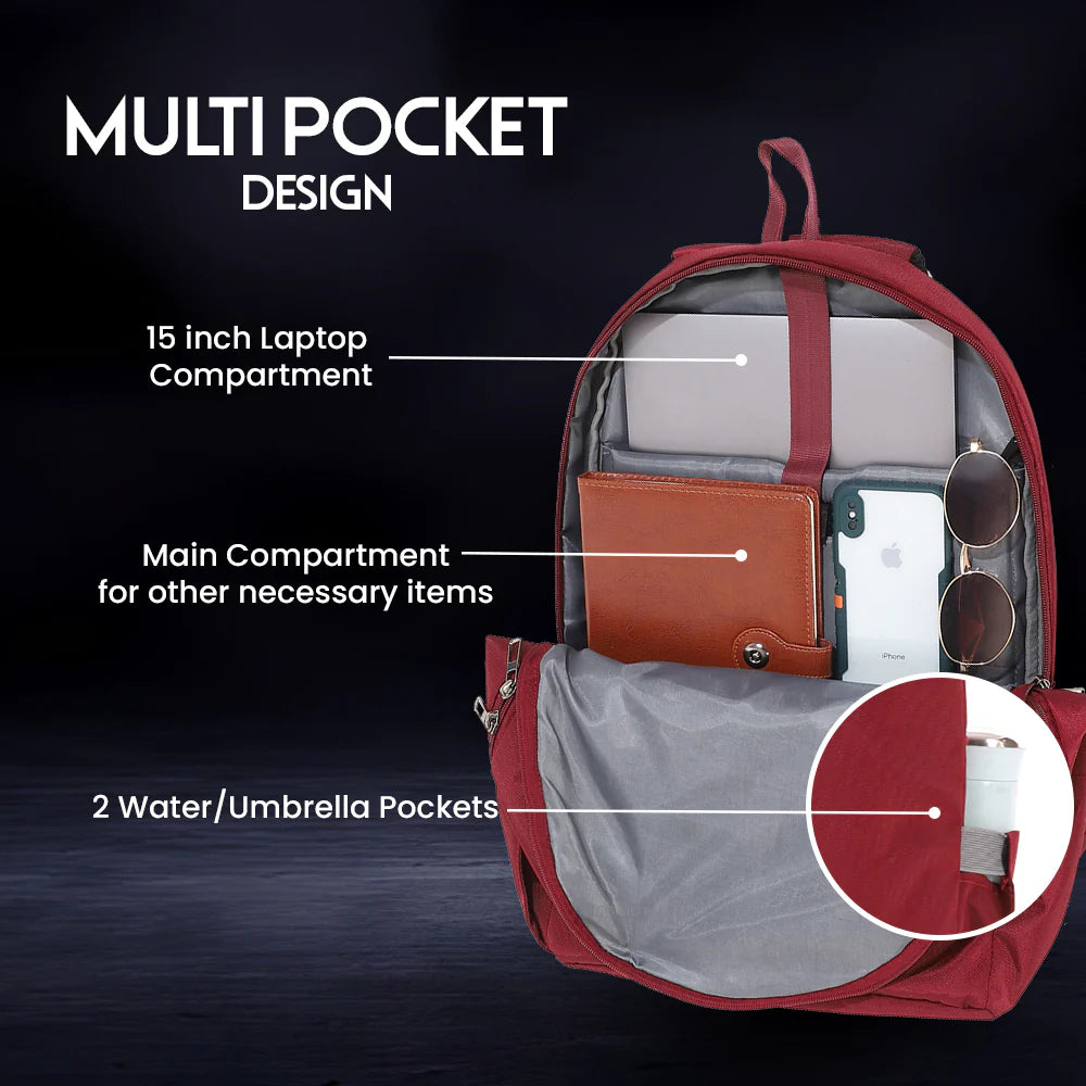 iCruze Modpack Travel Backpack (Russet Red) - Multi Pocket Design