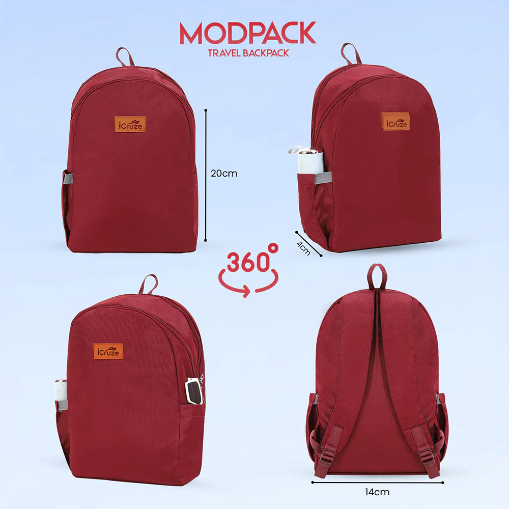 iCruze Modpack Travel Backpack (Russet Red) - Wide View