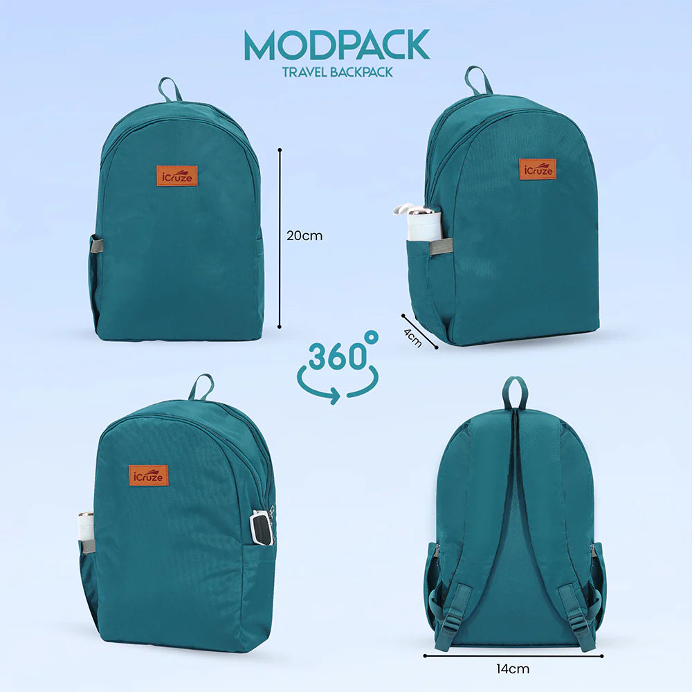 iCruze Modpack Travel Backpack (Sea Green) - Full bag view