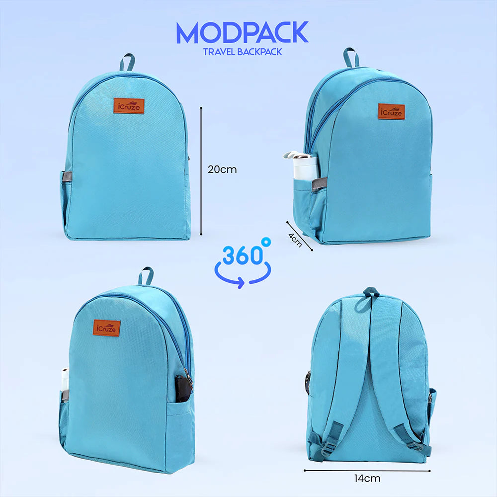 iCruze Modpack Travel Backpack (Sky Blue) - 360 View