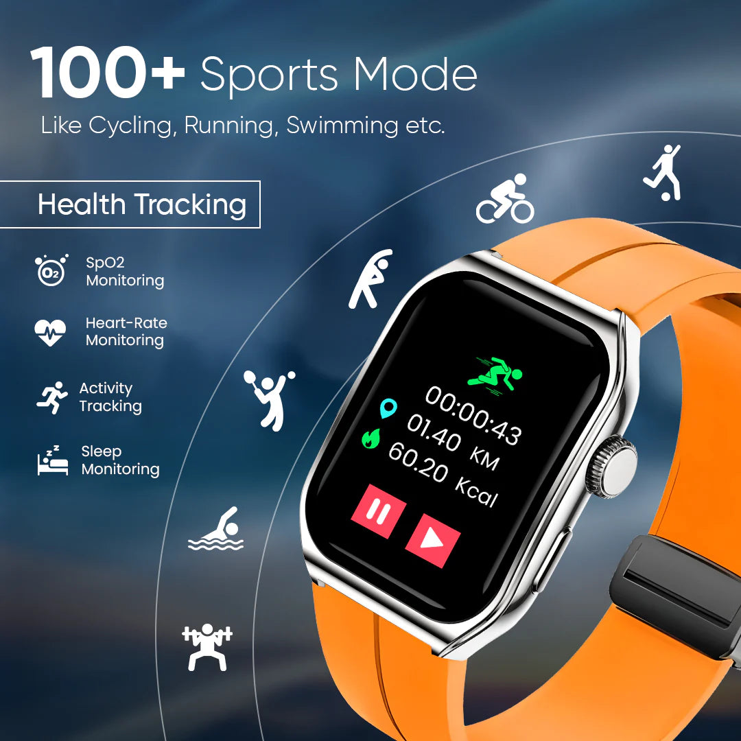 iCruze Pronto Flex Smart BT Calling Watch (Blue) - 100+ Sports Mode