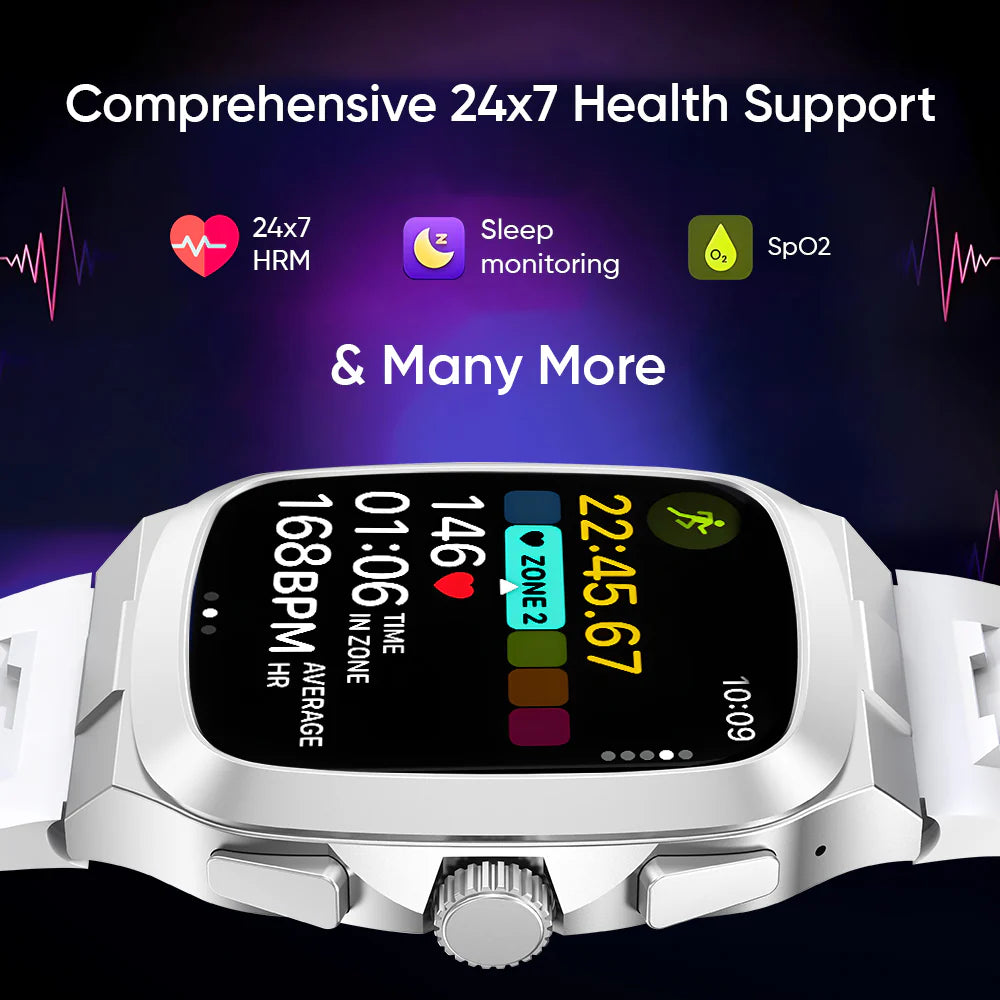 iCruze Pronto Nautica BT Calling SmartWatch (Grey) - 24x7 Health Support