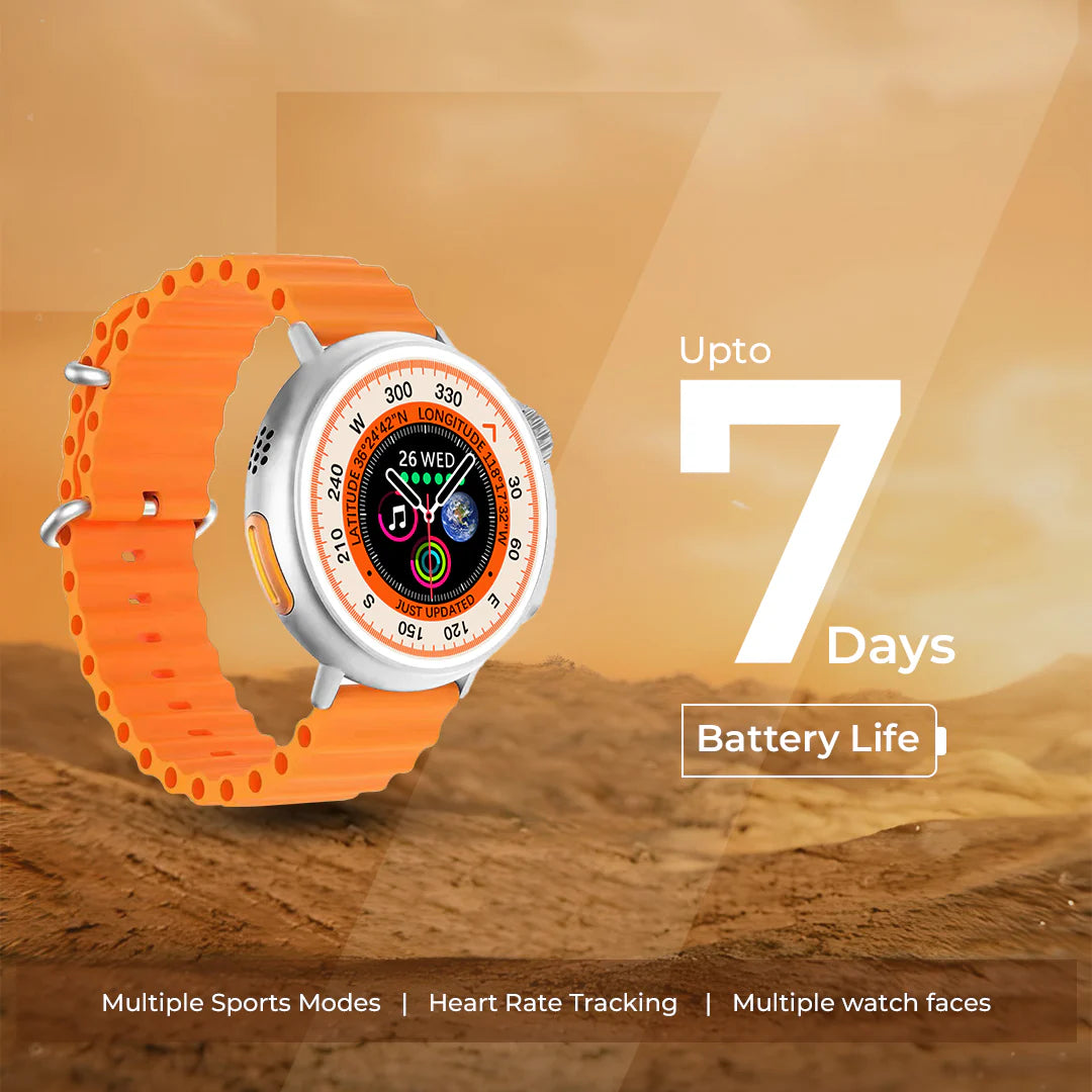 iCruze Pronto Vista BT Calling SmartWatch (Orange) - Long Lasting Battery