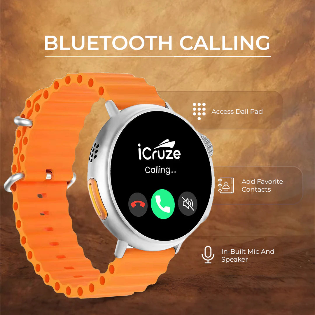 iCruze Pronto Vista BT Calling SmartWatch (Orange) - Bluetooth Calling