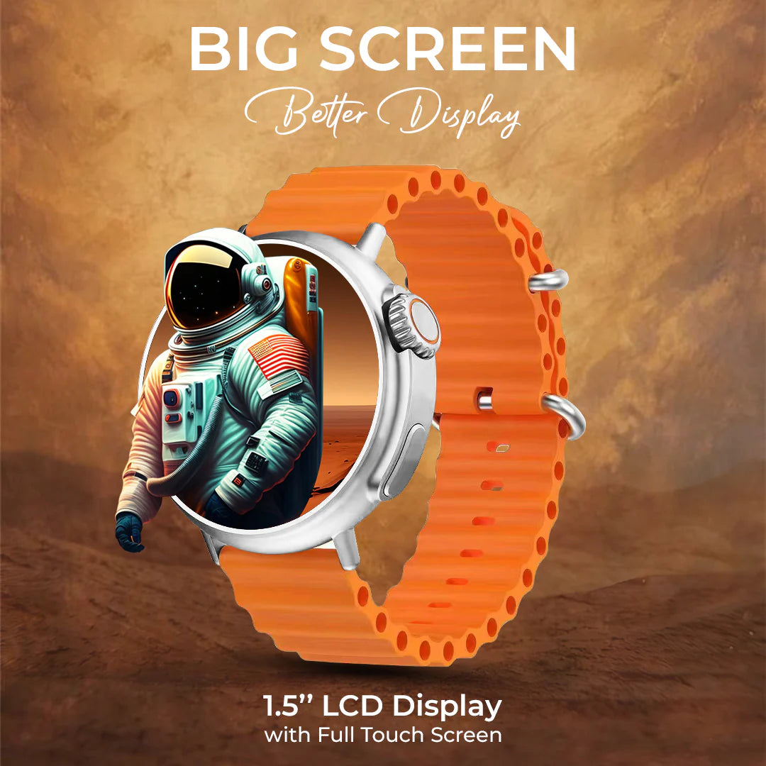 iCruze Pronto Vista BT Calling SmartWatch (Orange) - Big Screen Display