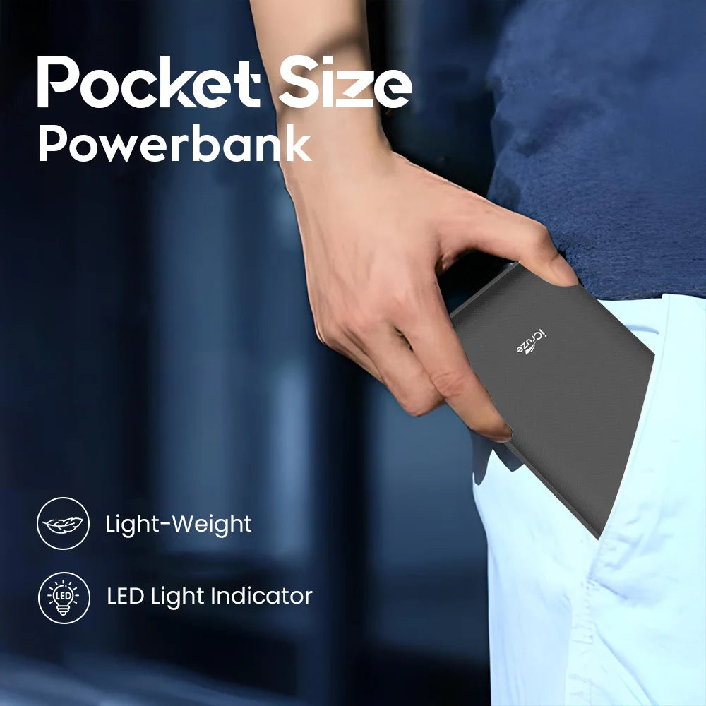 iCruze Strike PB02 PD PowerBank 22.5W (Black) Pocket Size Powerbank