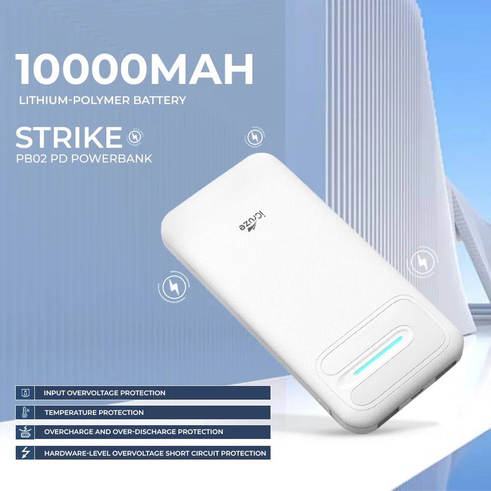 iCruze Strike PB02 PD PowerBank 22.5W (White) Pocket size Powerbank