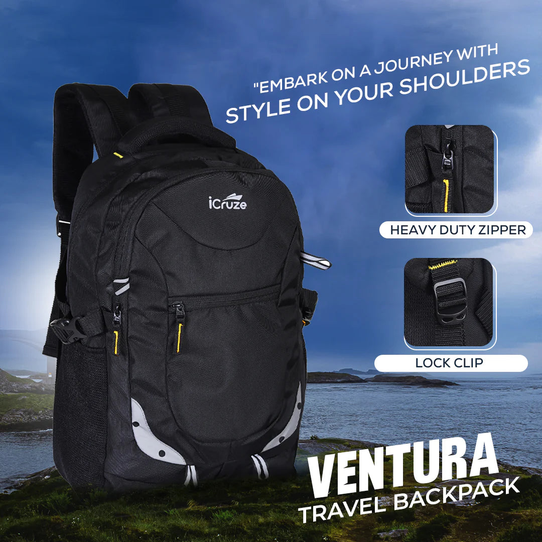 iCruze Ventura Travel Backpack - Heavy Duty zipper